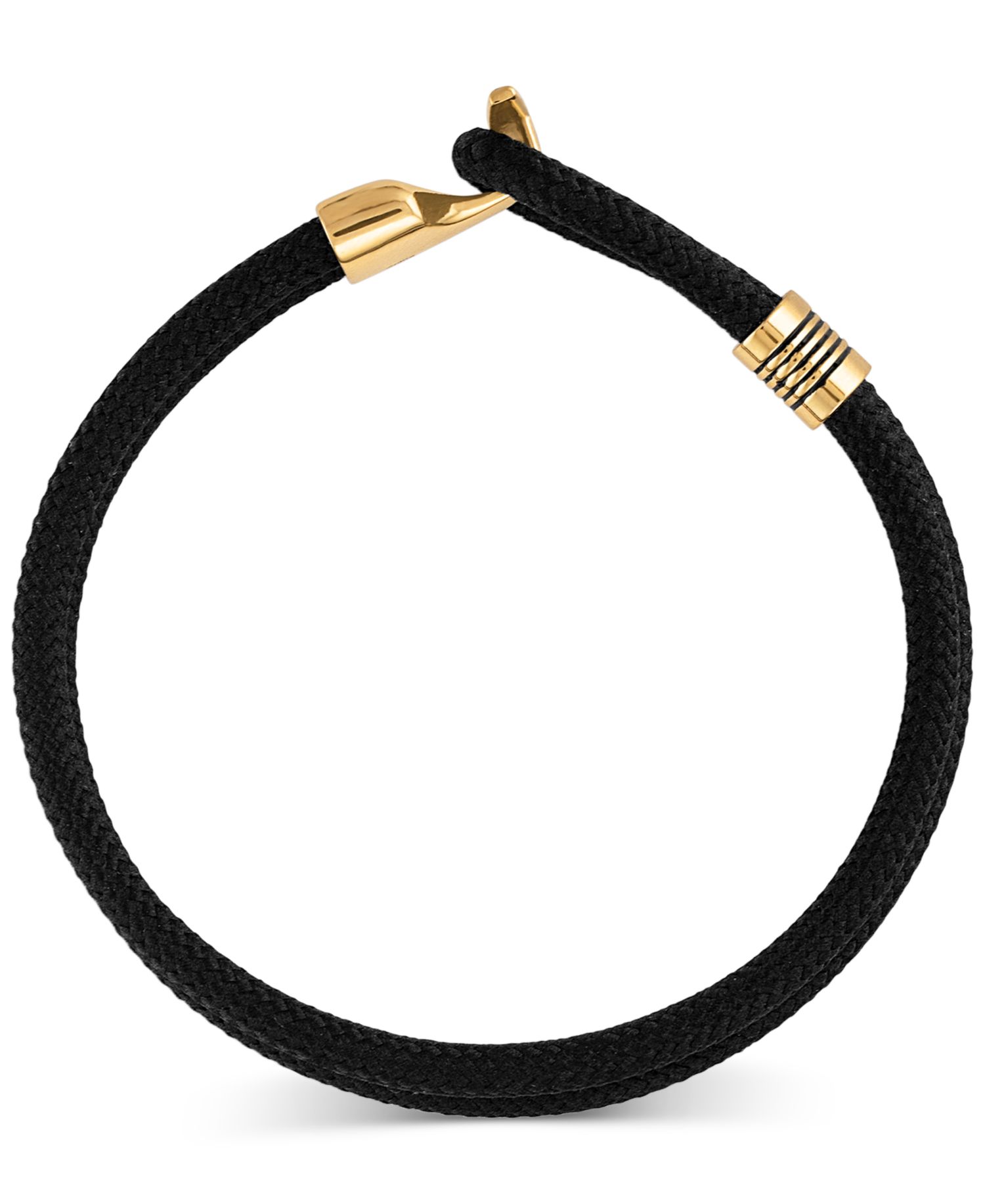 Black Cord Toggle Bracelet in Gold-Tone Ion-Plated Stainless Steel
