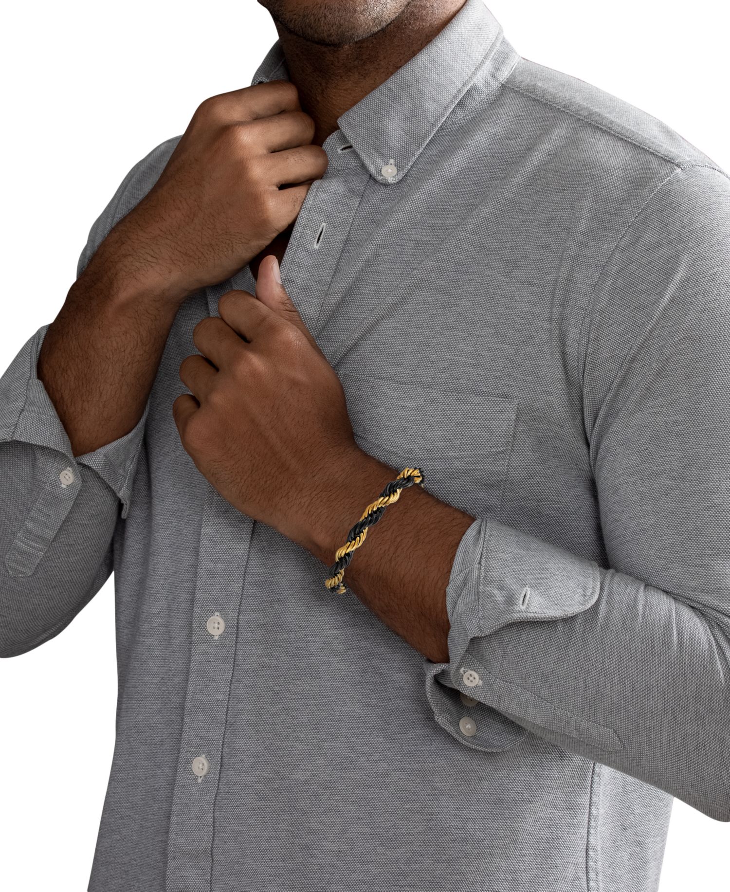 Intertwined Rope Link Chain Bracelet in Black & Gold-Tone Ion-Plated Stainless Steel