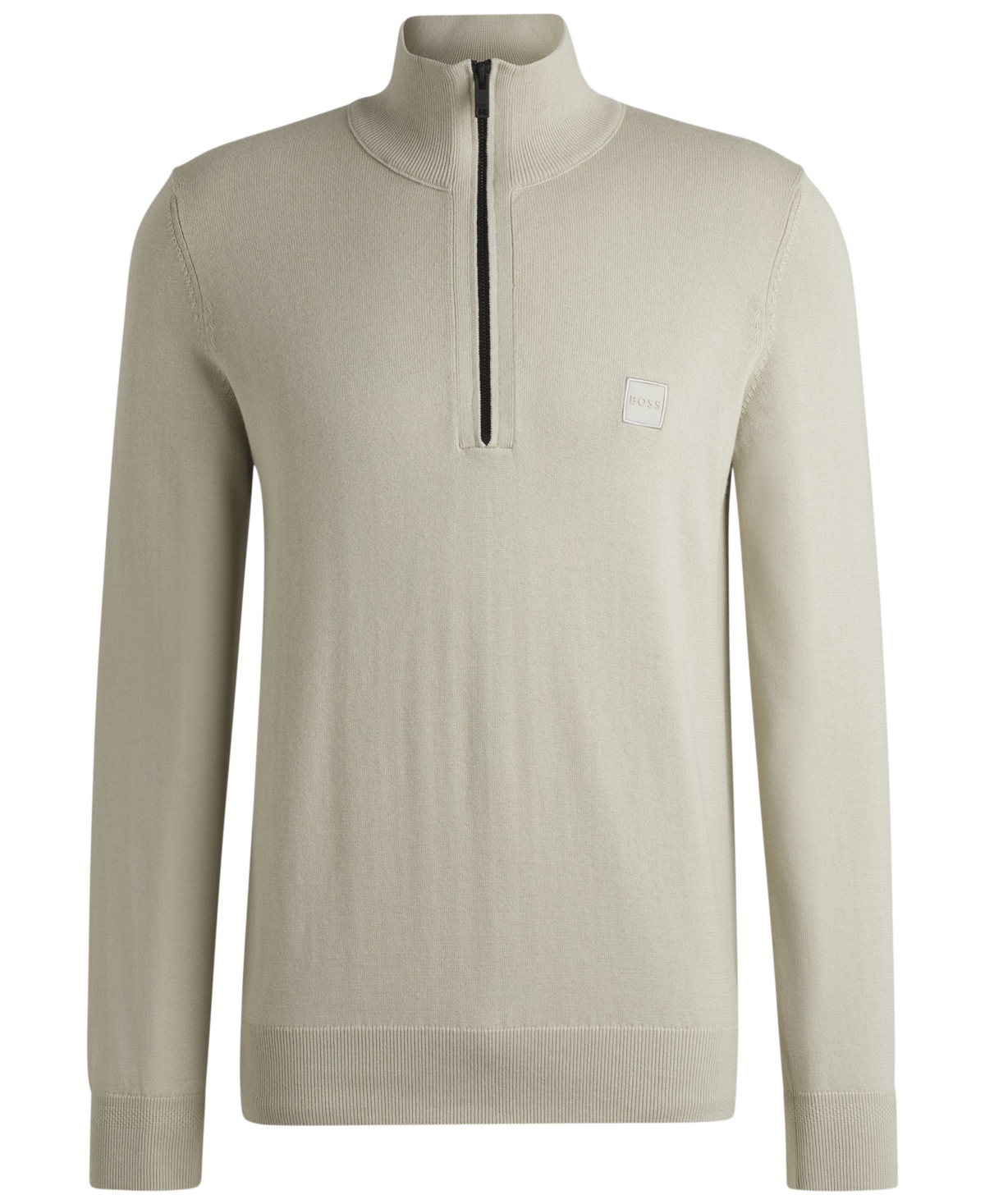 HUGO BOSS BOSS BY HUGO BOSS MEN'S LOGO PATCH ZIP-NECK SWEATER 