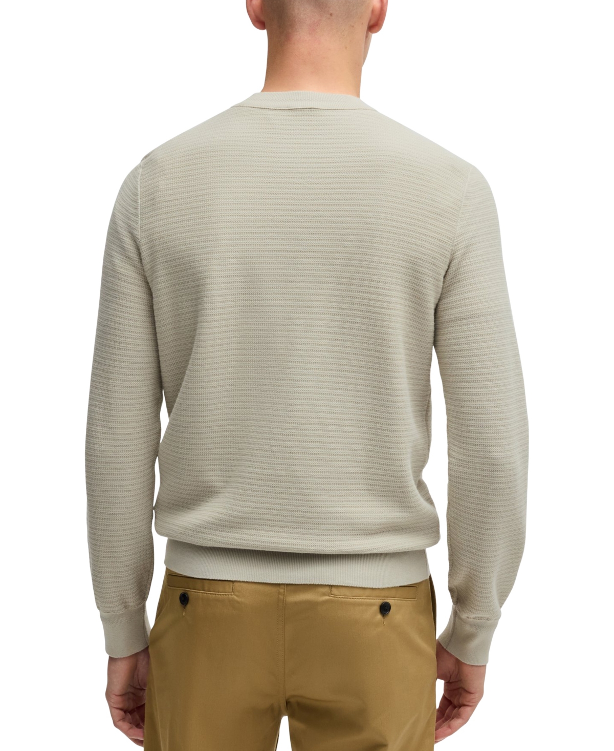 Shop Hugo Boss Boss By  Men's Logo Patch Regular-fit Sweater In Open Beige