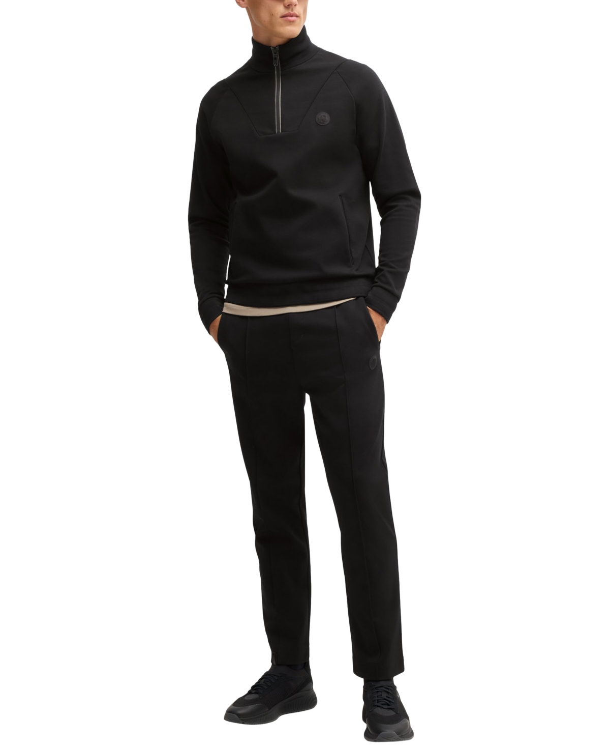HUGO BOSS BOSS BY HUGO BOSS MEN'S DOUBLE B MONOGRAM ZIP-NECK SWEATSHIRT 
