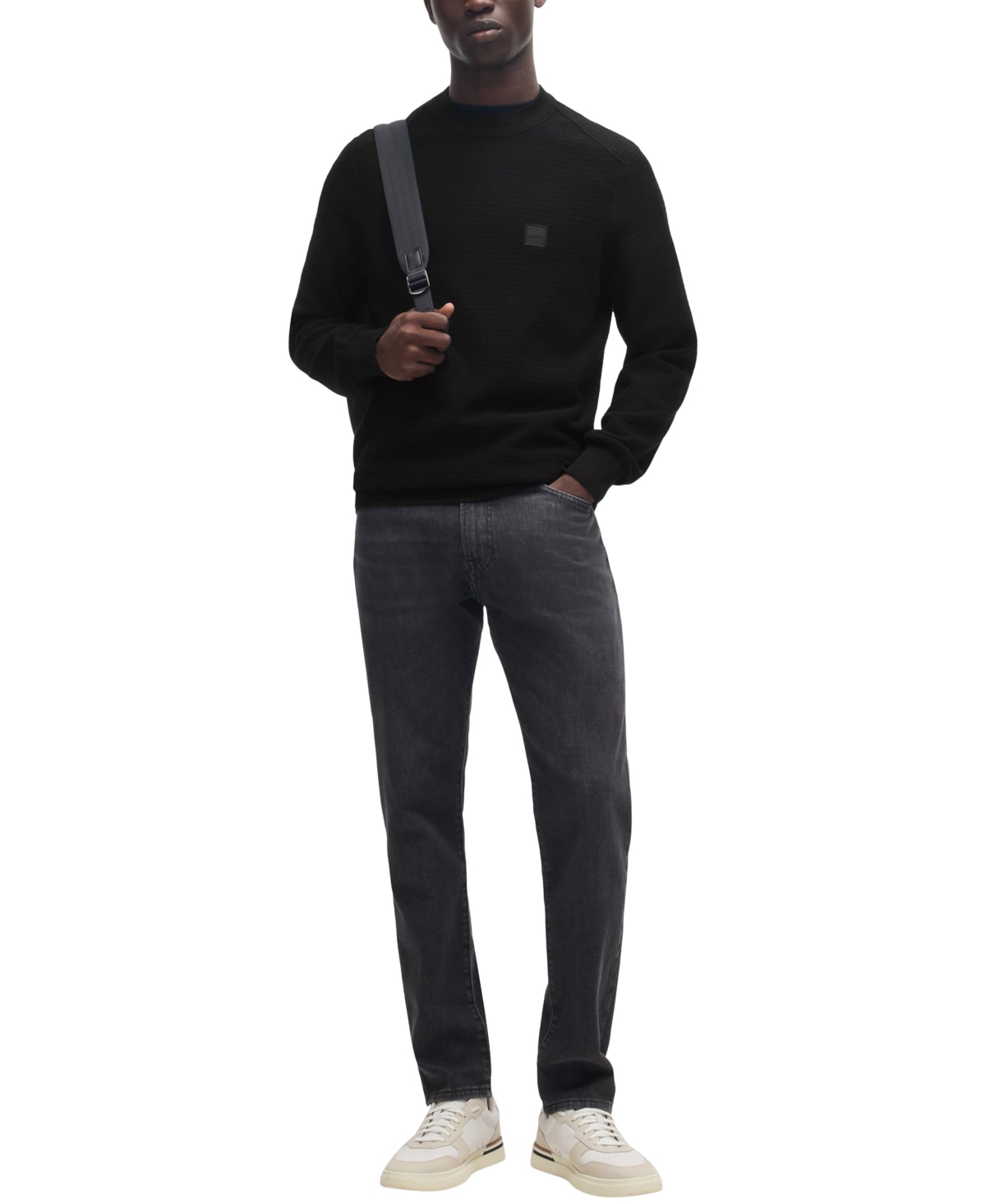 Hugo Boss Boss By  Men's Logo Patch Regular-fit Sweater In Black