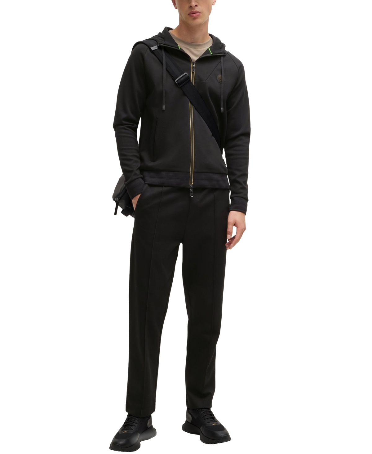 Hugo Boss Boss By  Men's Double B Monogram Zip-up Hoodie In Black
