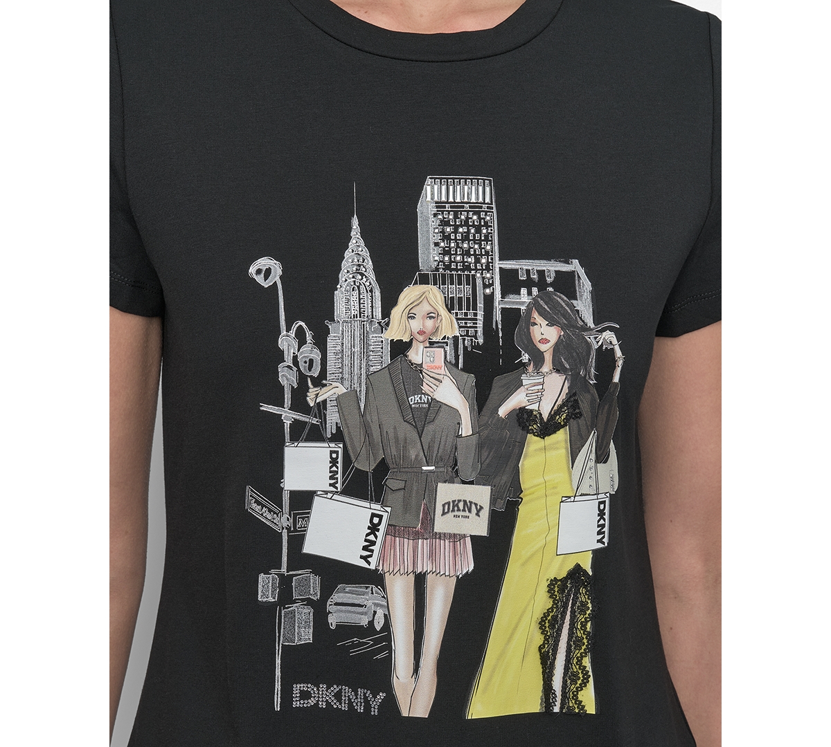 Shop Dkny Women's Short-sleeve Graphic T-shirt In Black