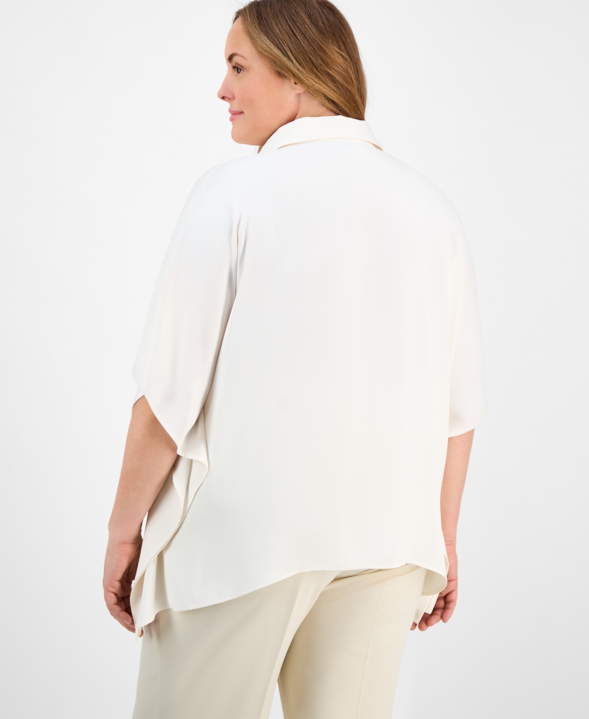 Anne Klein Plus Size Dolman-sleeve Vented-hem Blouse