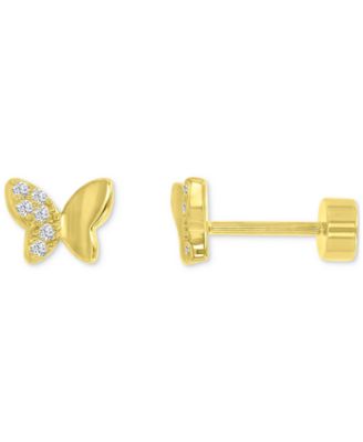 Cubic Zirconia Butterfly Stud Earrings (1/10 ct. t.w.) in 14k Gold-Plated Sterling Silver