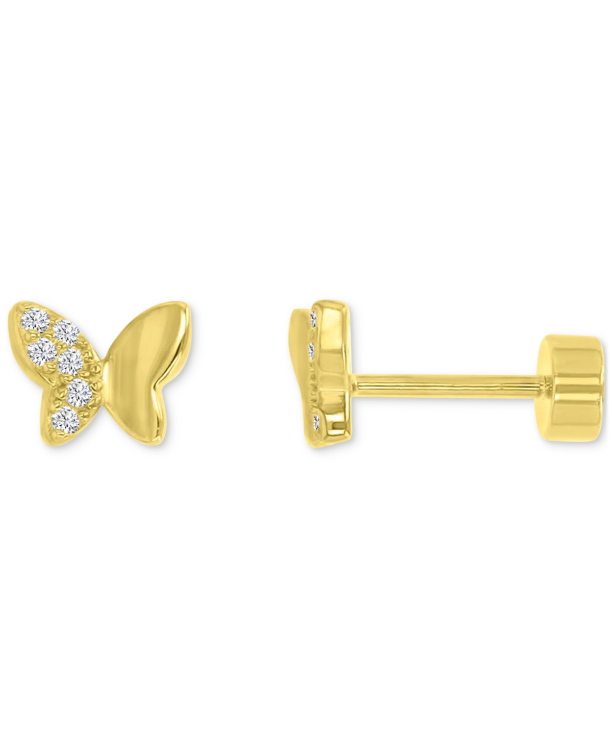 Macy's Cubic Zirconia Butterfly Stud Earrings (1/10 Ct. T.w.) In 14k Gold-plated Sterling Silver In Gold