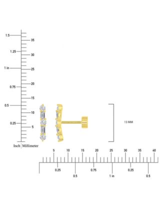 Mixed Cubic Zirconia Bar Stud Earrings (5/8 ct. t.w.) in 14k Gold-Plated Sterling Silver