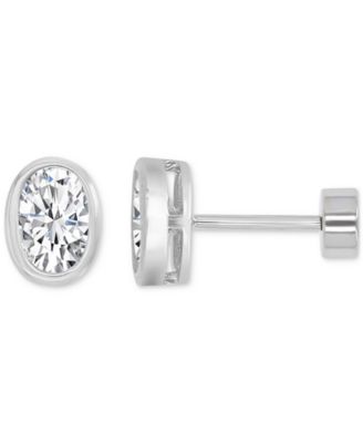 Cubic Zirconia Oval Stud Earrings (1-3/8 ct. t.w.) in 14k Gold-Plated Sterling Silver