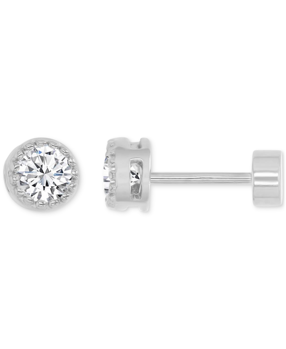 Macy's Cubic Zirconia Stud Earrings (3/8 Ct. T.w.) In 14k Gold-plated Sterling Silver In Silver