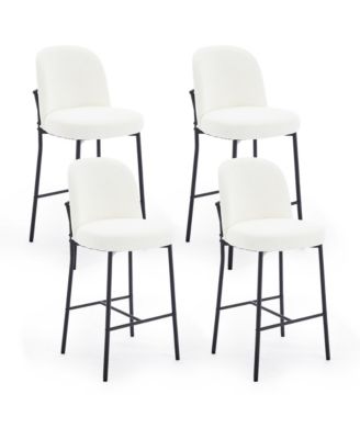 Bar Stools Set of 4, 28 Inches Modern Counter Height Bar Stools with High Back Metal Legs, Upholstered Tall Barstools for Kitchen Island, Cafe, Pub