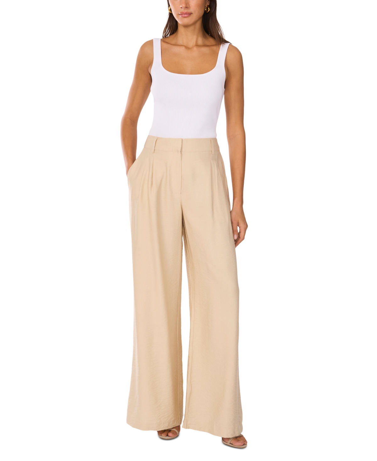 Shop Vince Camuto Women's Wide-leg Pants In Natural Sand
