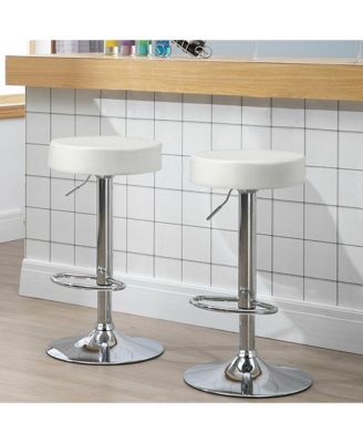 2PCS Adjustable Swivel Bar Stool PU Leather Kitchen Counter Bar Chairs