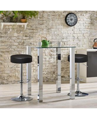 Set of 2 Adjustable Round Leather Seat Hydraulic Swivel Bar Stool