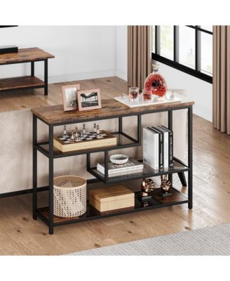 39.4'' Narrow Sofa Table with 4 Tiers Storage Shelf Entryway Table Wood Console Table Thin Sofa Table Side Table Hallway Table for Living Room, Foyer, Hallway, Entrance