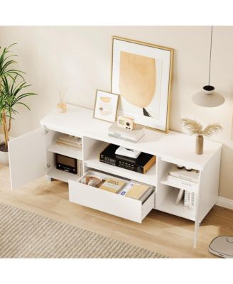 Fluted TV Stand for 65 Inch TV, Entertainment Center with Storage Drawer