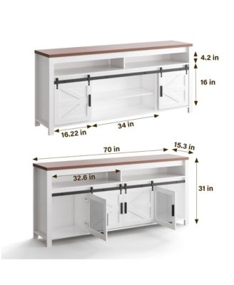 Farmhouse Industrial TV Stand for 55/60Inch TV - Sliding Barn Door, Wood Rustic Media Console Storage Cabinet