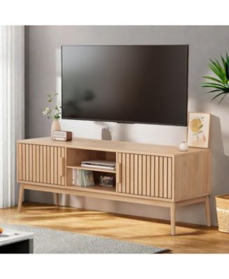 Boho TV Stand for TV up to 50", Farmhouse Television Console Table Entertainment Center