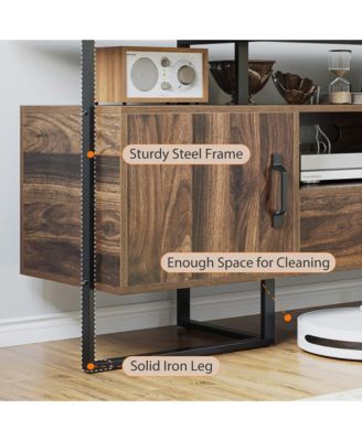 TV Stand for 75 Inch TV, Mid Century Modern Entertainment Center