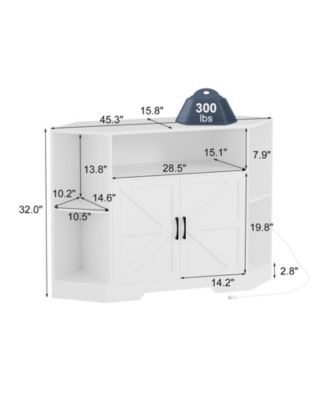 Corner Tv Stand for Tvs Up to 55 Inch with Power Outlet