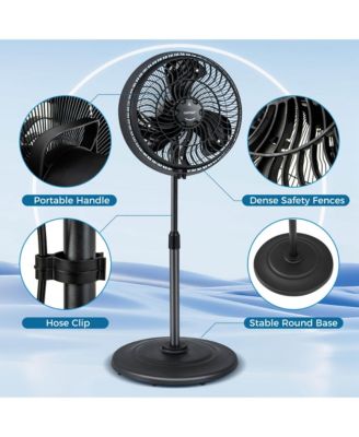 16" Oscillating Misting Pedestal Fan with Hose Connector and 3 Micro-Mist Levels