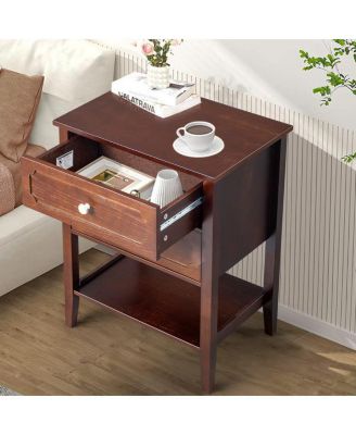 Nightstand End Side Table with 2 Drawers for Convenient Storage and Modern Design