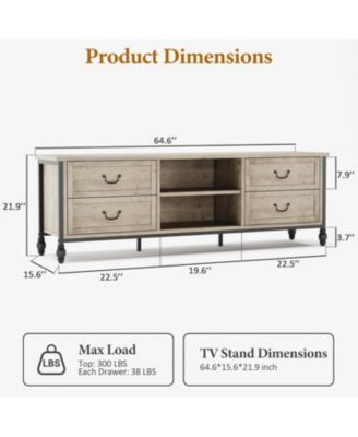 75 Inch Mid-Century Modern TV Stand with Storage