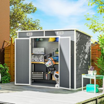 8' x 4' Outdoor Storage Shed, Resin Shed with Floor