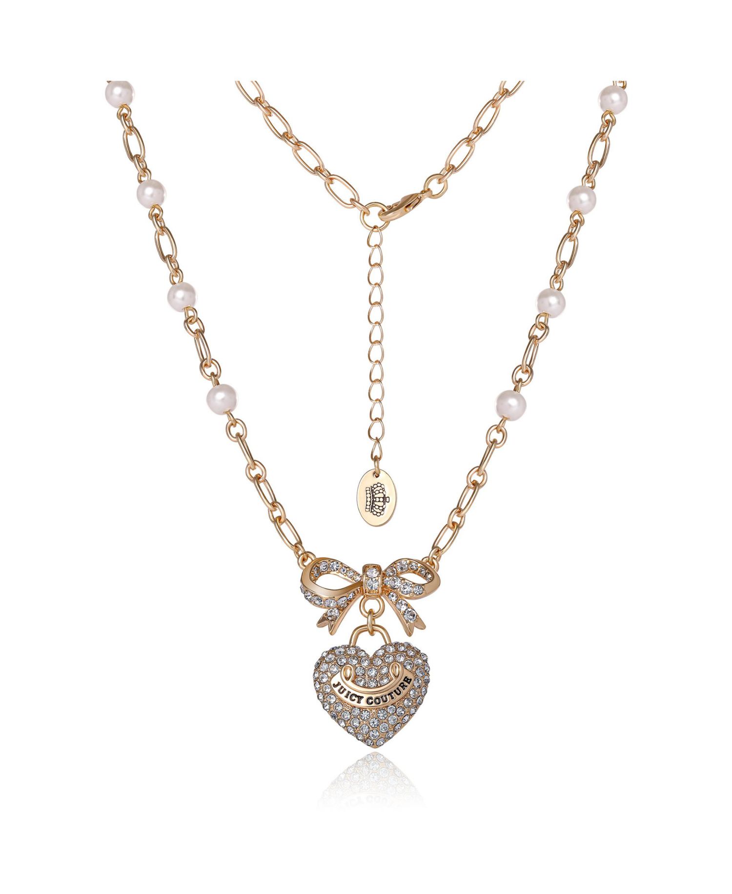 -Tone Pearl Heart Pendant Necklace