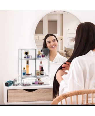 2 Pack Clear Acrylic Drawer Organizers - Makeup Case Pull-Out Drawers (12.1   Wide)