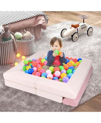 Kids Modular Play Couch Play Set with Suede Fabric Cover High-Density Foam