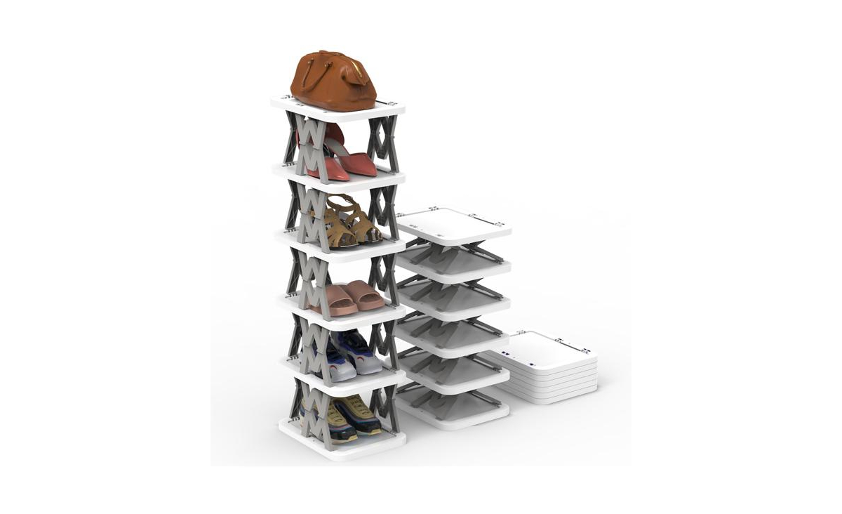 Foldable Shoe Rack with 6 Tiers &#x2013; Compact Shoe Storage Shelf for Small Spaces, Closet or Dorm - Grey