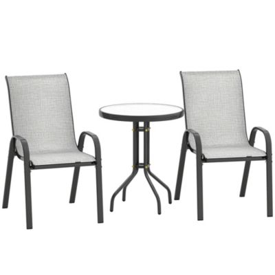 Outdoor Bistro Set Small Patio Set w/ Stackable Chairs,