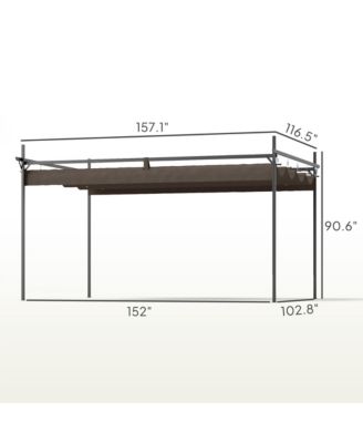 10' x 13' Metal Pergola with Retractable Canopy,