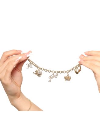 Gold-Tone Charm Bracelet with Pave Accents