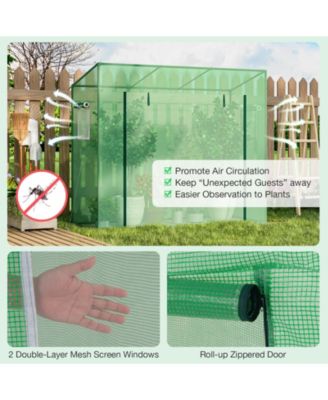 Outdoor Portable PE Cover Heavy-Duty Metal Frame Roll-up Zipper Door Walk-in Greenhouse
