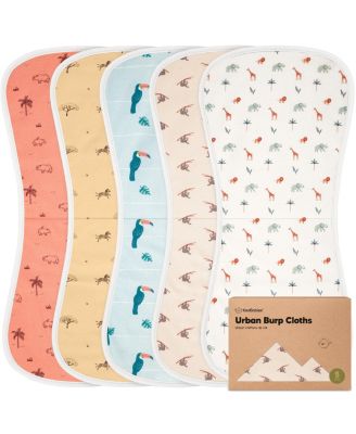 5pk Urban Baby Burp Cloths Organic Burping Cloth for Babies Burp Rags for Baby Girls Boys - Wildscape 22$