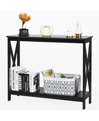 1 PC P2 MDF 2-Tier Console Table x-Design Bookshelf Sofa Side Accent Table