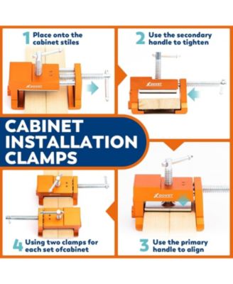Cabinet Clamps Face Frame Cabinet Clamps for Cabinets Installation Easy to Operate and Accurate Positioning Complimentary a Drill Orange-2Pack