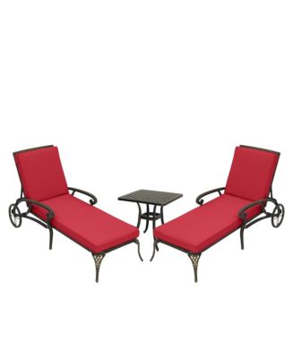 Lounge Chairs for Outside Set of 3 with Side Table & Cushion Patio