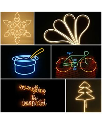 100FT Warm White Neon Rope Lights with Remote Control AC 110V IP65 Waterproof Cuttable Dimmable Flexible DIY DEL-D100W