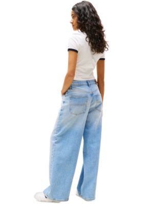 Женская приталенная футболка Tommy Jeans с логотипом Ringer и прямые джинсы Layla с высокой посадкой