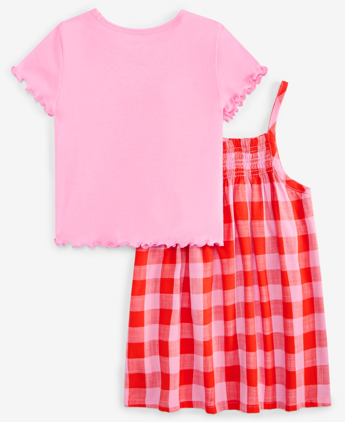 Epic Threads Toddler Girls Top & Gingham-print Dress, 2 Piece Set, Exclusively At Macy's In Mandarin R