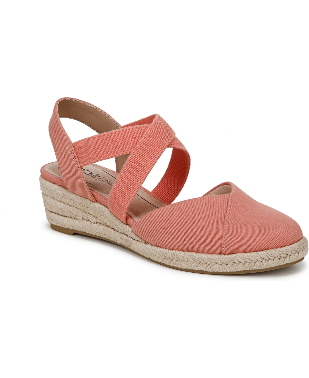 Shop Lifestride Women's Kimball Wedge Espadrilles In Coral Pink Canvas Fabric
