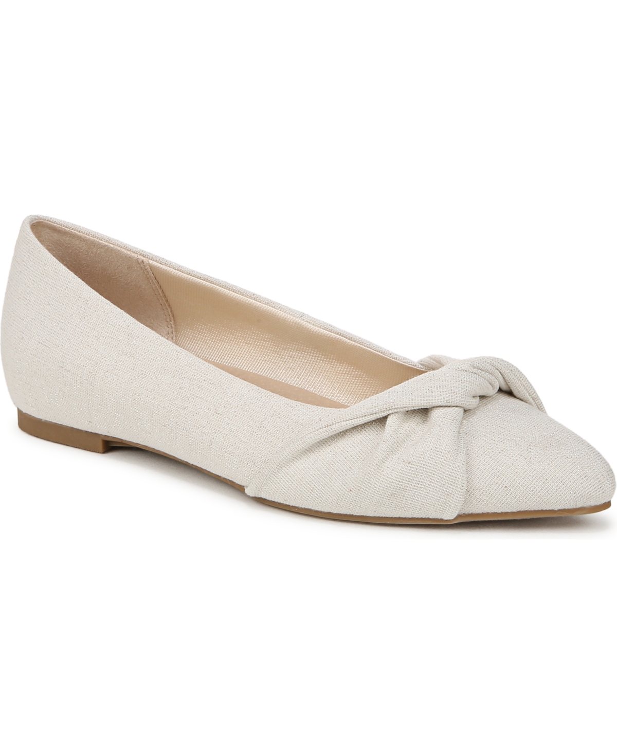 Shop Lifestride Women's Palm Pointed Toe Ballerina Flats In Natural Silver Fabric