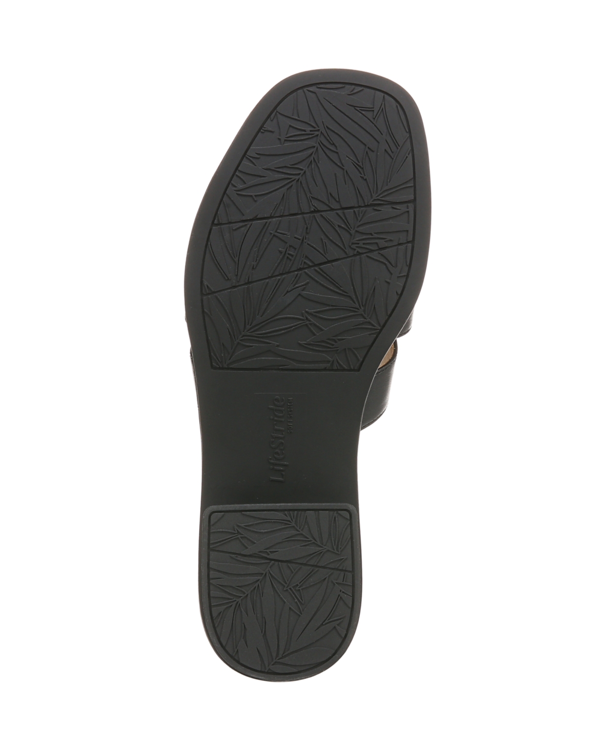 Lifestride Women's Royalty Bit Square Open Toe Slide Sandals In Black Faux Leather