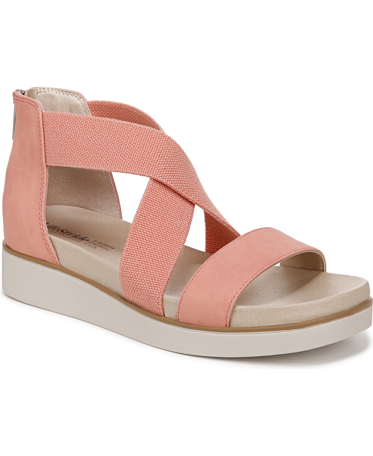 Shop Lifestride Women's Giselle Sport Platfform Sandals In Coral Pink Faux Leather