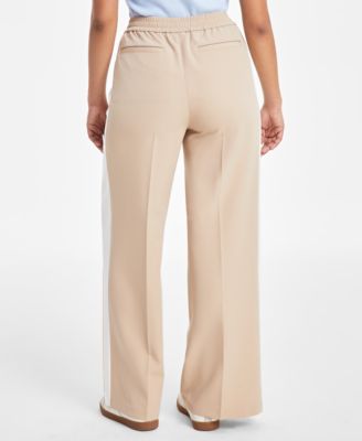 Women's Mid-Rise Side-Stripe Wide-Leg Pants