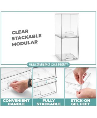 2 Pack Clear Acrylic Drawer Organizers - Makeup Case Pull-Out Drawers (7.6   Tall)