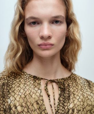 Women's Puffed-Sleeve Printed Shirt